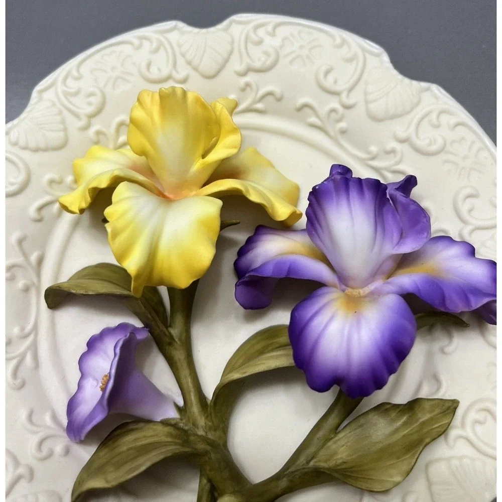 Bradford Exchange Iris Plate Precious Petals Salvatore Sarno Cottagecore Spring